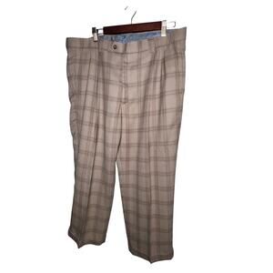 Steve Harvey Stiles men’s‎ 38 pleated beige plaid cuffed preppy lightweight pant